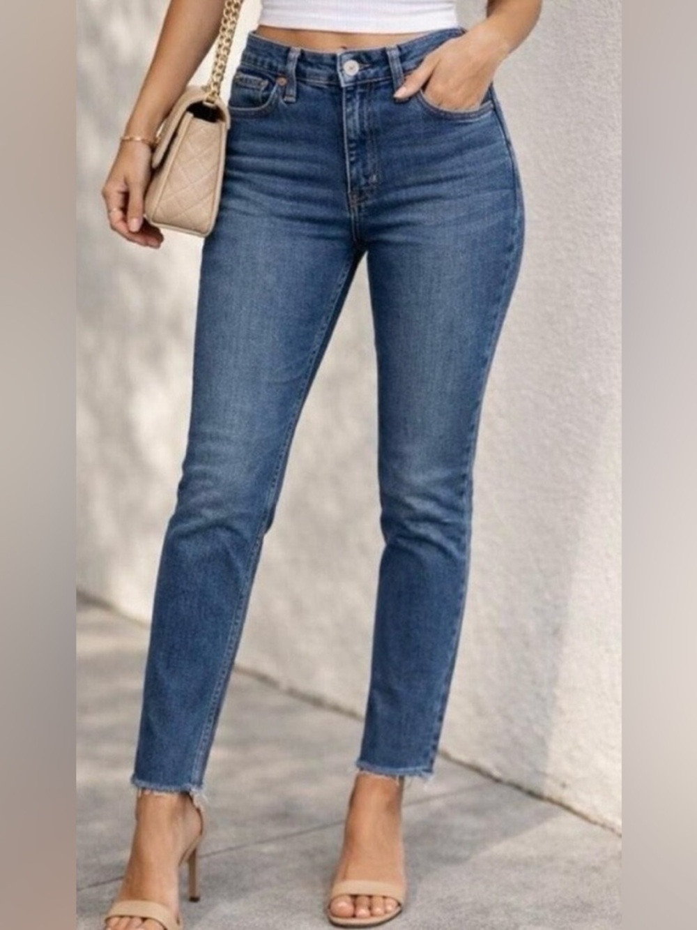 Abercrombie & fitch Simone high rise slim cropped raw hem jeans size 28/6R